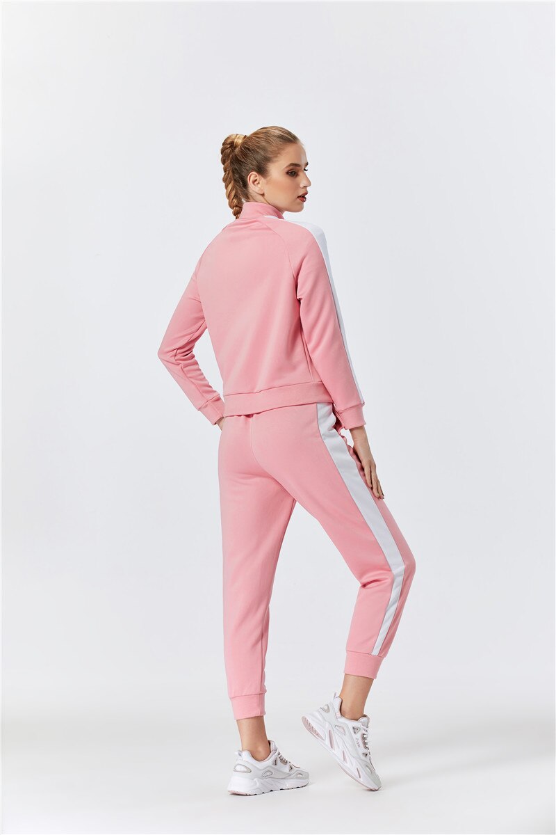 Raibaallu gestreepte effen pakset dames trainingspak 2- delig sportoutfit joggingsweatshirt fitness lounge sportkleding