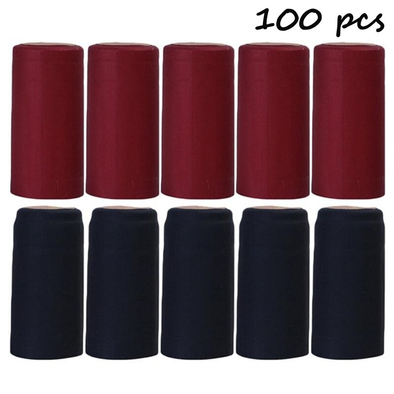 100 Uds. Tapa termoretráctil para botella de vino, tapa termoretráctil de PVC para Bar o , accesorios para Bar: Black
