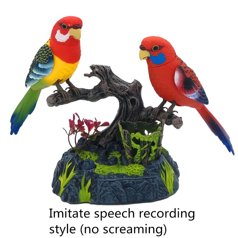 Electronic Voice Controlled Pet Birds Simulation Bird Home Decoration Kids Toy: B