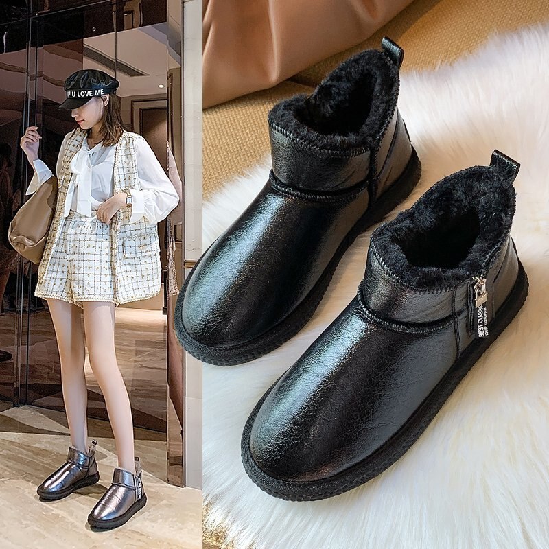 Waterproof Women Shoes Boots Winter Keep Warm Snow Boots Women Ankle Botas Comfortable Slip on Flats Women Sneakers Plus Size 44