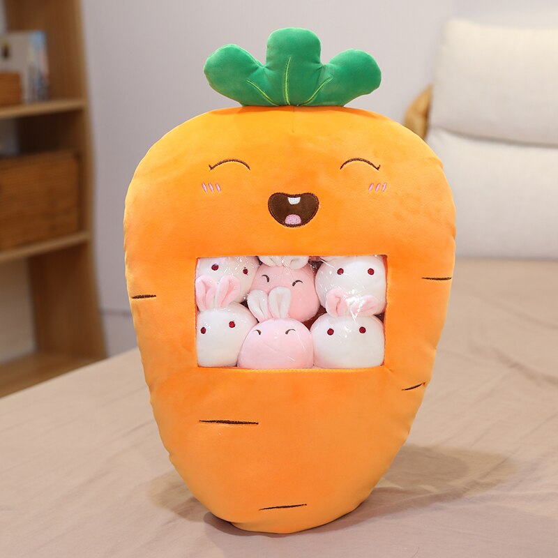 8 stk/pose kawaii kanin snack pude jordbær fyldt frugt dukke avocado/banan/gulerod baby fødselsdag værelse dekoration: Gulerod