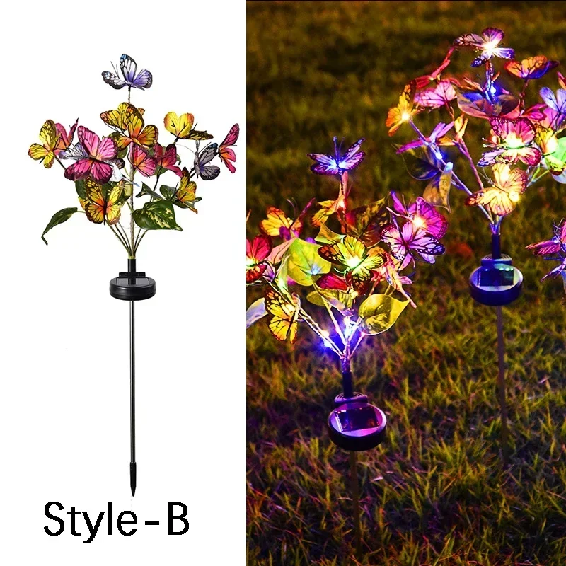 Garden Summer Landscape Lighting Outdoor Solar Light Camping Wedding Party Decor Lawn Lamp LED Simulation Butterfly Sunflower: RGB
