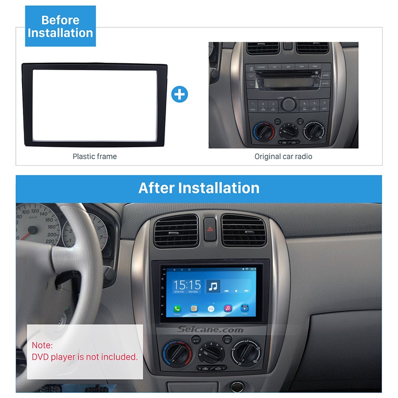 Seicane 2DIN Car Radio Fascia for 1999-2004 Mazda Premacy Dash Player Auto Mount Installation Surround Trim Panel Face Plate Kit