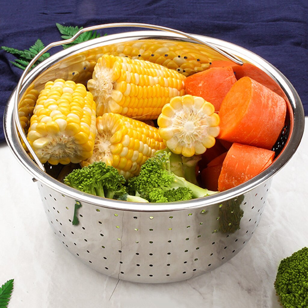 6qt Steamer Basket for Accessories, Stainless Steel Strainer Insert for Most of 6 quart , Pressure Cooker, Silver