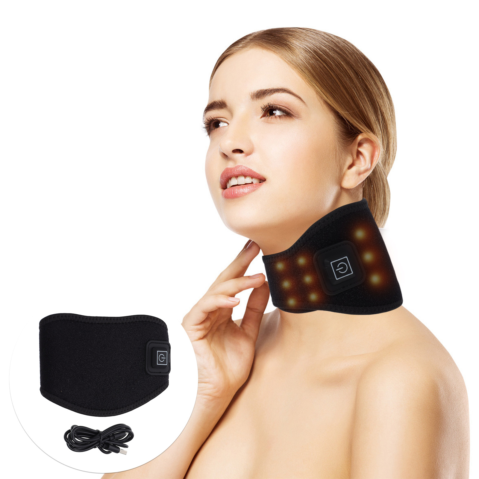 Oplaadbare Verwarmde Nek Beschermer Mouw Elektrische Verwarming Nek Pad (Zwart)