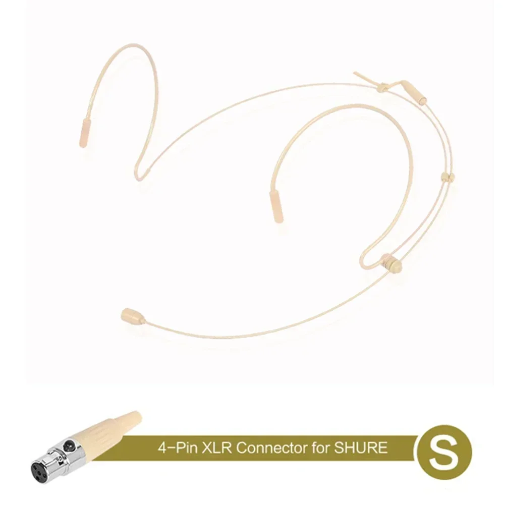 Hochwertiges Doppel-Ohrbügel-Headset-Mikrofon, am Kopf getragenes Mikrofon für kabellose Taschen, 3,5 mm, 4-polig: Kakifarbig