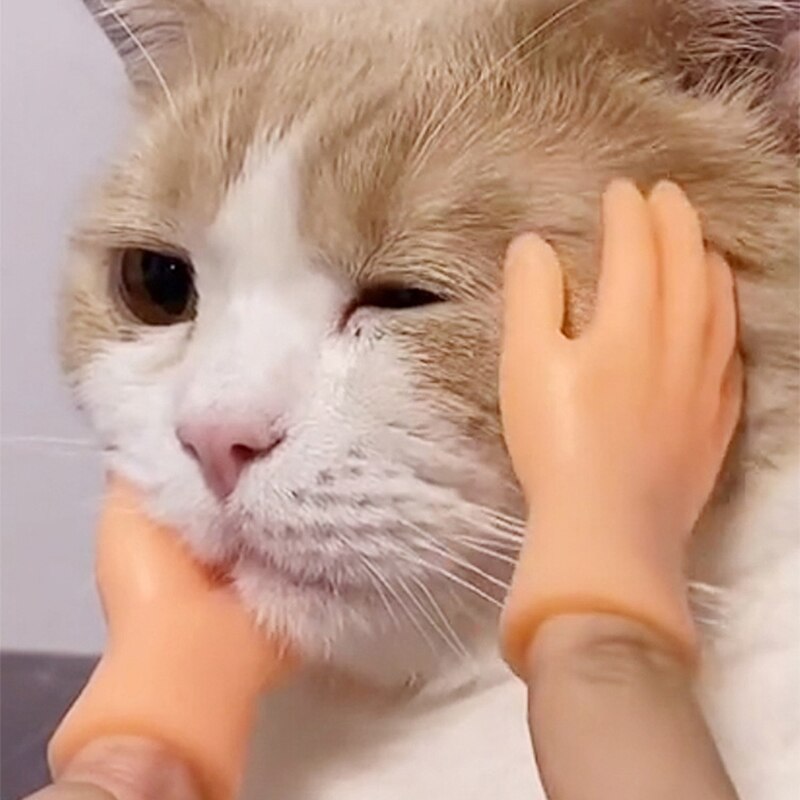 Guantes de dedo pequeño de juguete de masaje, mano humana falsa para gato, accesorios de broma