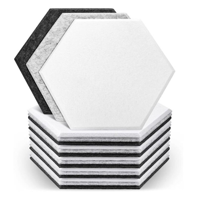 AD-18 Pcs Hexagon Acoustic Panels Beveled Edge Sound Proof Foam Panels,High Density Sound Proofing Panel For Studio Office