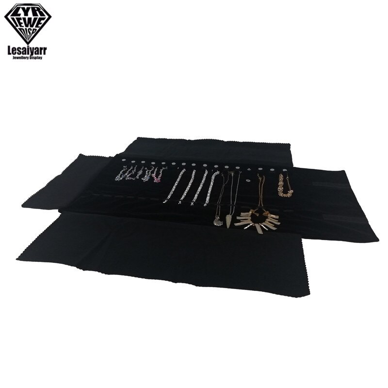 Jewelry Roll Bag Organizer - 55x29x1cm - Velvet - Foldable Travel Necklace Display Case
