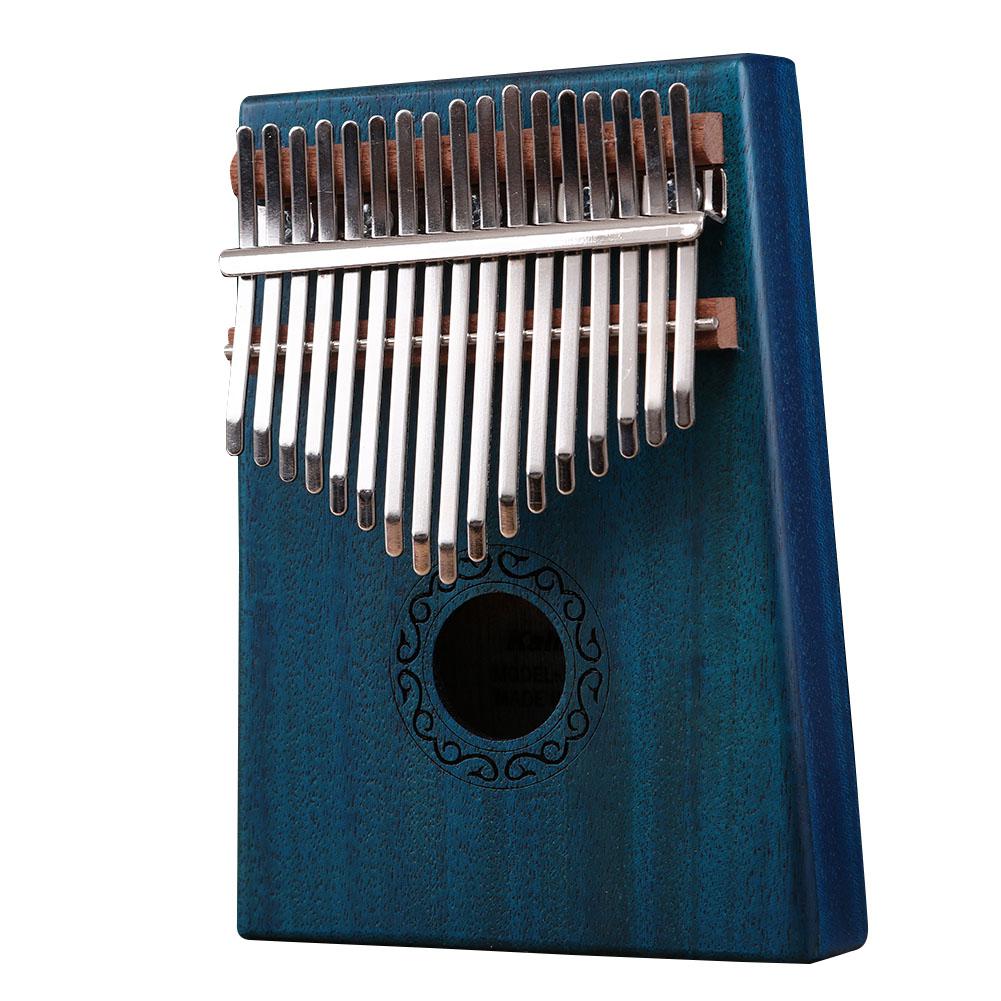 17 Keys African Kalimba Thumb Piano Kids Adults Body Music Finger Percussion Keyboard mahogany Wood Finger Piano w/ Tuner Hammer: blue