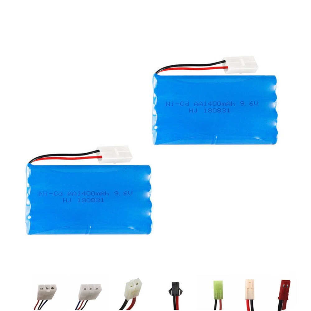 9.6v 1400mAh Rechargeable Battery + 9.6v Charger For Rc toys Car Tank Train Robot Boat Gun NI-CD AA 9.6v Battery Pack 1-2pcs: Blue