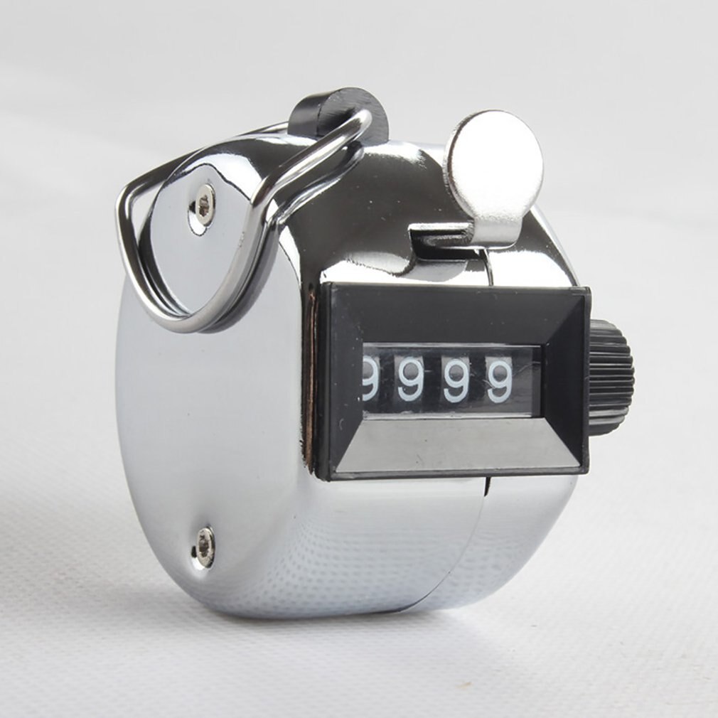 Stainless Metal Mini Sport Lap Golf Handheld Manual 4 Digit Number Hand Tally Counter Silver