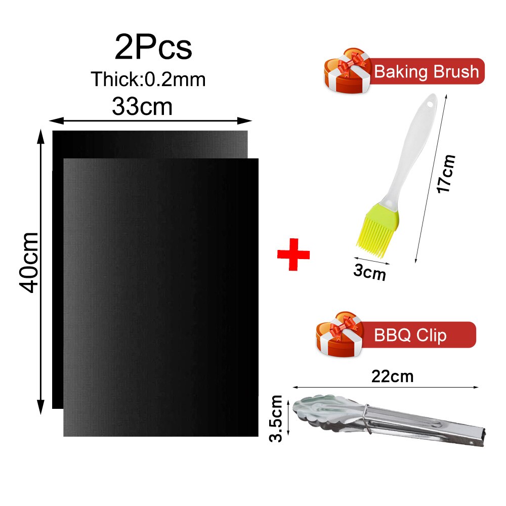 Tapis de Barbecue antiadhésif Réutilisable Barbecue Cuisson Tapis BBQ Accessoires pour L'extérieur Résistant À La Chaleur Cuisson Feuille De Cuisson: 2pcs set