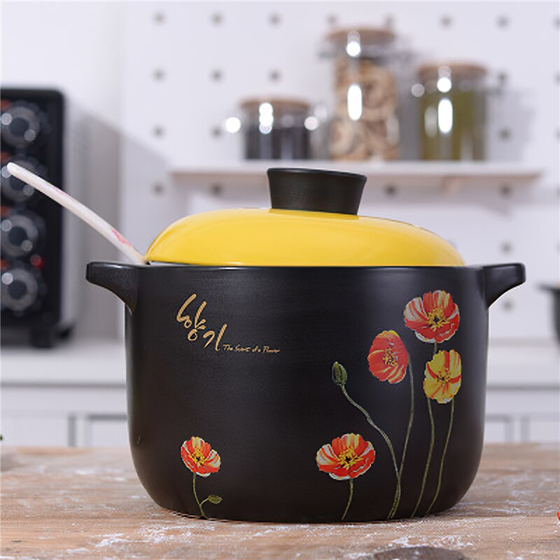 Korea Keramische Braadpan Soeppan Kleine Bloem Geel Deksel Stoofpot Steelpan Koken Gereedschap Huishoudelijke Keuken Levert Grote Kookpot