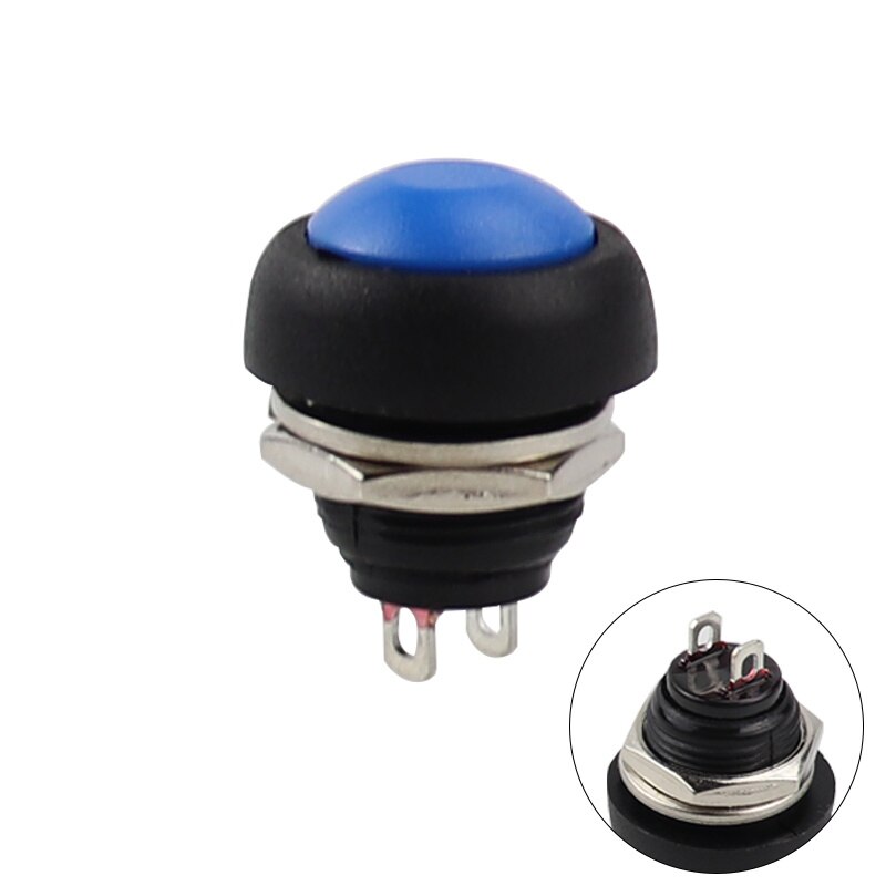 7Pcs PBS-33b 2Pin Mini Switch 12mm 12V 1A Waterproof momentary Push button Switch since the reset Non-locking: Blauw