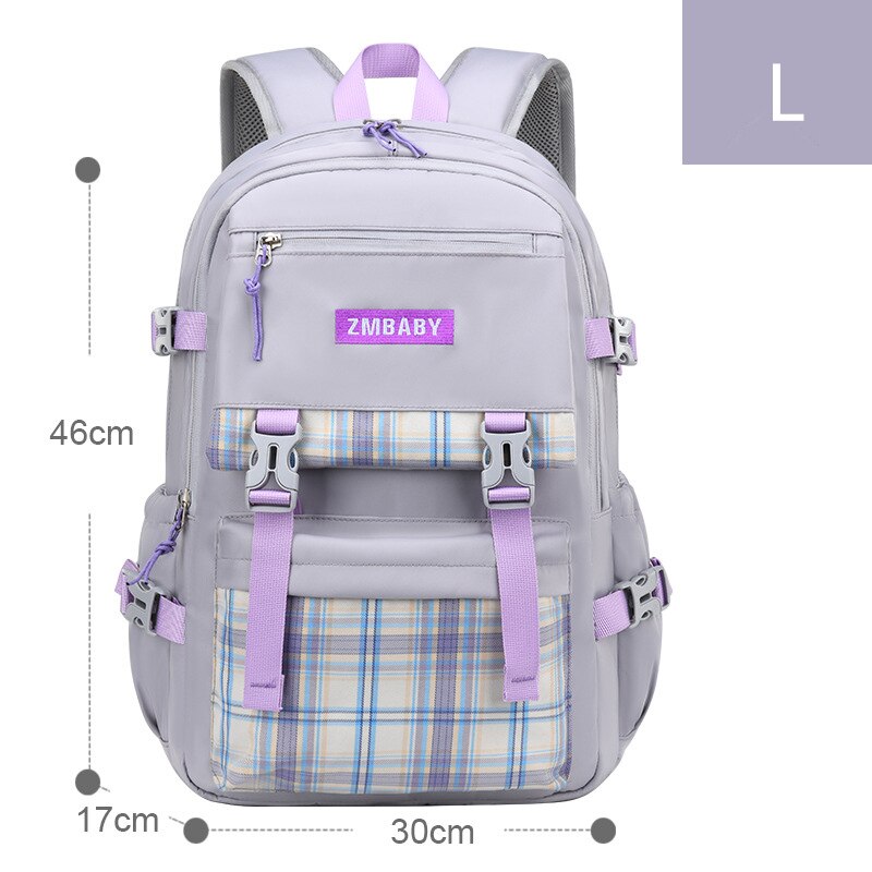 2022 neue Schule Taschen Für Mädchen Wasserdichte Licht Gewicht freundlicher Rucksäcke Bookbags Druck freundlicher Schule Rucksack mochila: L bläulich grau