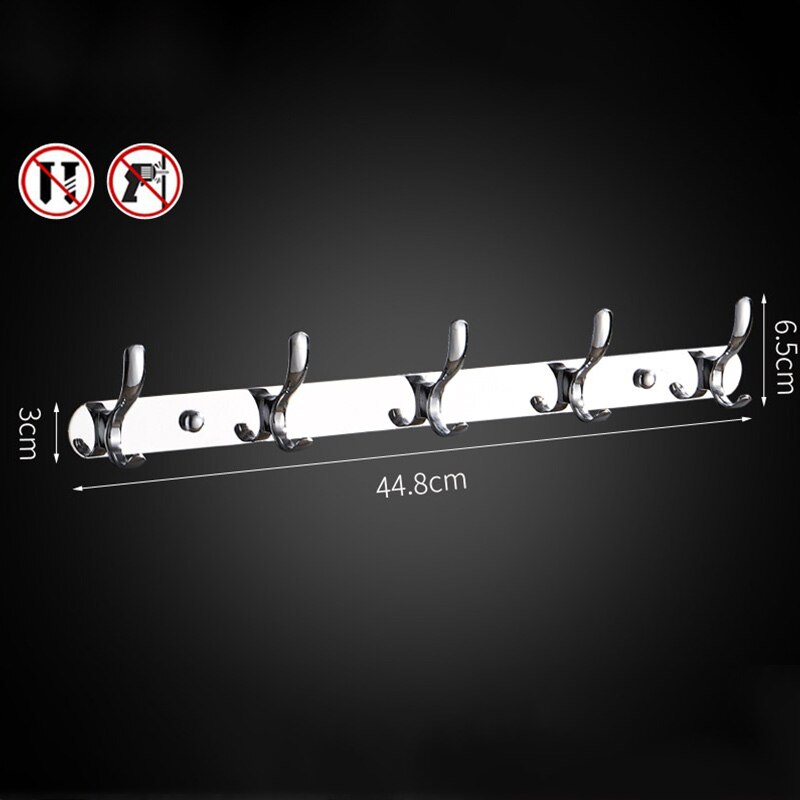 Kledinghanger zonder stoot, sleutelhaak voor garderobe, keukenhaak voor badkamerbeslag, rijhaak, kledinghaak van roestvrij staal, zelfklevende wandhaak: 5 haken