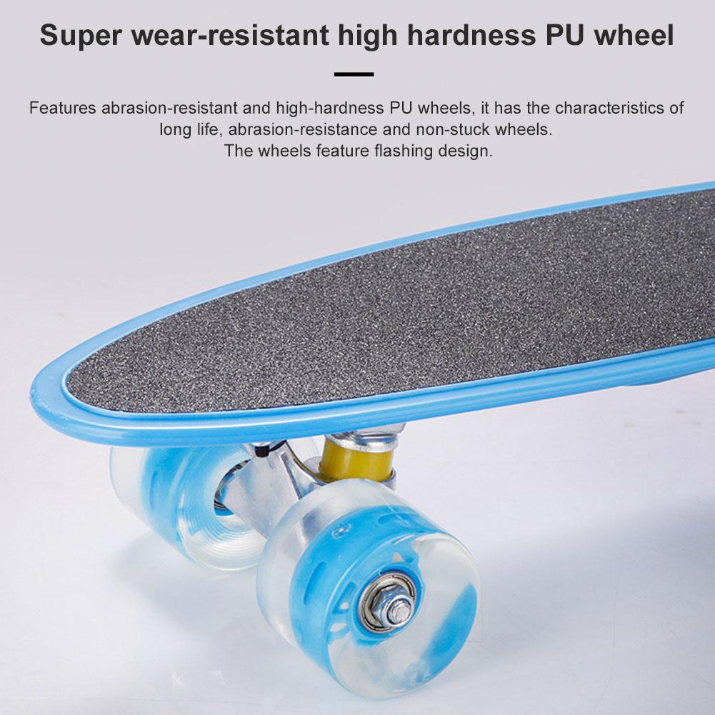 22 inches firehjulet mini retro skateboard pu frostet bord med led blinkende hjul cruiser børns scooter børn skateboard