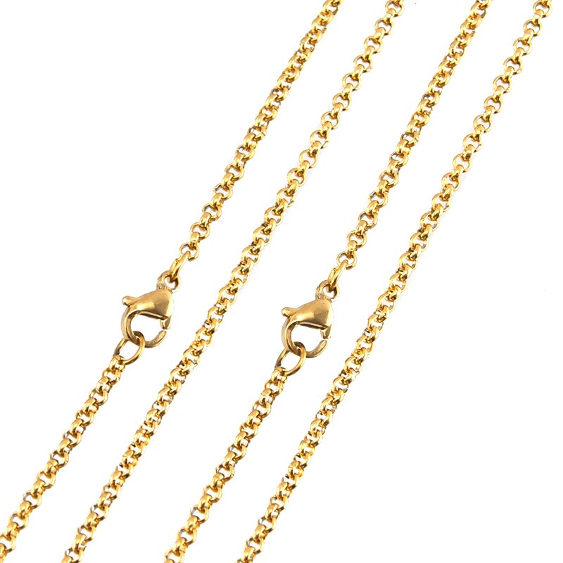 Simsimi 2 farbe edelstahl Rolo Kette Frauen Halskette Kette gold/stahl Farbe Schmuck Erkenntnisse: gold- color / 70cm