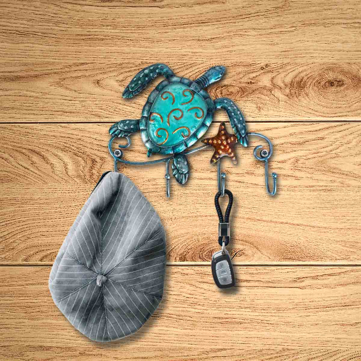 Gancho de pared con forma de tortuga para decoración del hogar, gancho de hierro con forma de Animal para pared, decoración rústica para sala de estar y baño