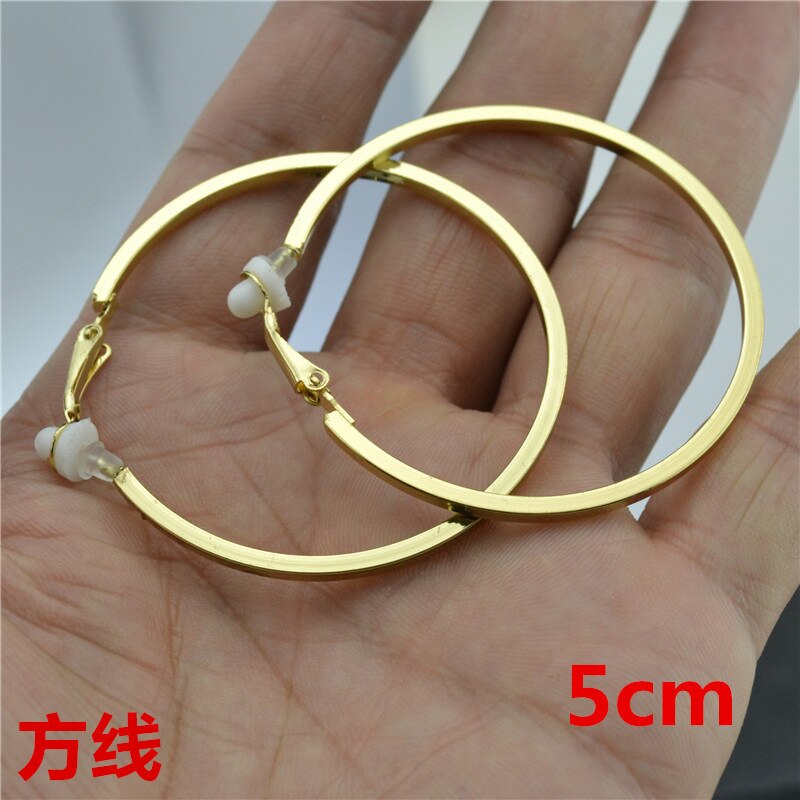 Große kleine Gold kreis Quadrat linie Runde Clip auf sterben ohr Ohrringe Band für frauen mit kissen Pad Nicht durchbohrt Ohrringe: Gold Clip 5cm