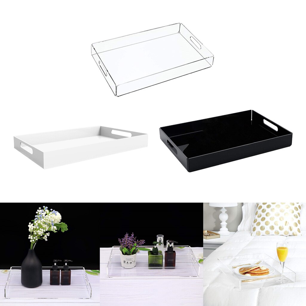 Acrylic Tray Organiser Serving Food Coffee Tea Trays Cosmetic Jewellery Storage