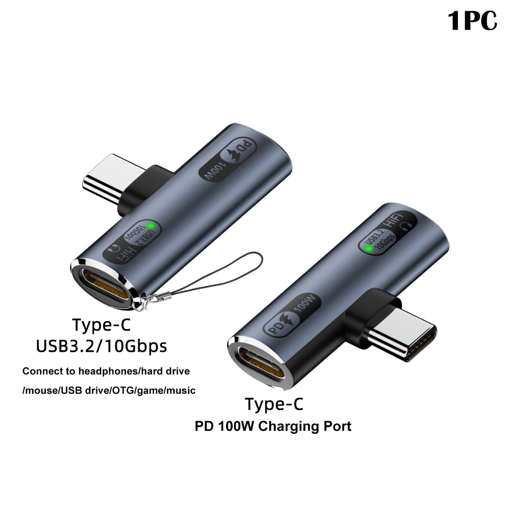 USB 3.2 Gen 2 Type C Audio Adapter PD 100W Fast Charging USB-C Earphone Converter 2 in 1 10Gbps Headphone Connector Tablet: green