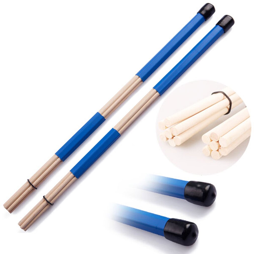 1 para pałeczki robić perkusji profesjonalny bambusowy kraj jazz ballada perkusja miotełki robić perkusji pakiet pałeczki robić perkusji z gumową rączką