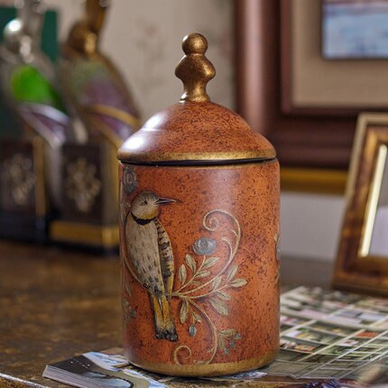 Vintage céramique cuisine bidon pots bouteilles de stockage rétro thé bonbons étain Pot à sucre organisateur peint Pot de stockage boîtes de cuisson: Rouge