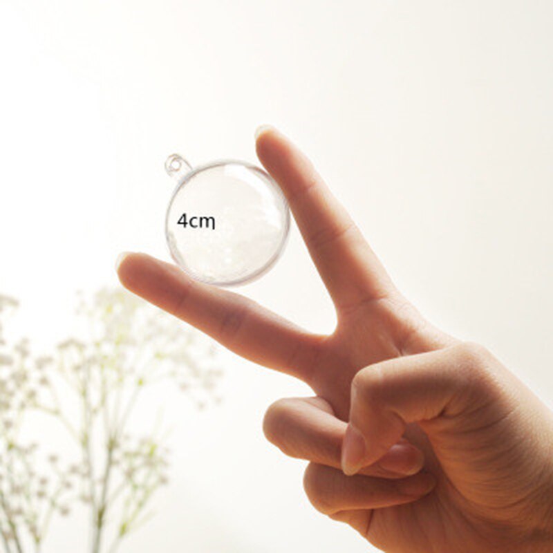 Christmas Decoration Hanging Ball DIY Plastic Sealable Can Open Transparent Hollow Sphere ChristmasTree Hanging Transparent Ball: 4cm
