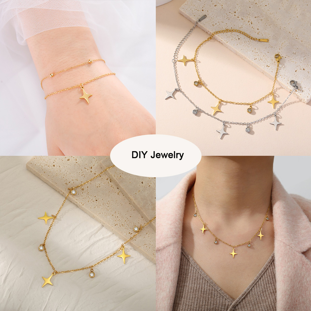 EUEAVAN 5 stks Minimale Rvs Star Charms Hanger DIY Ketting Oorbellen Armbanden Sieraden Maken Accessoires