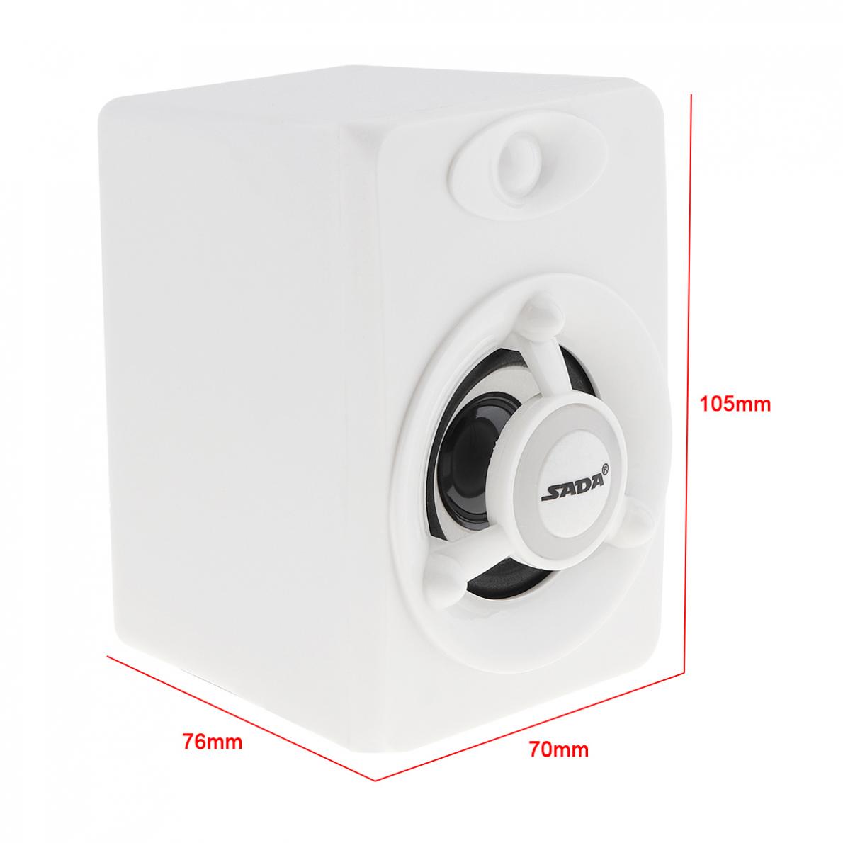 Sada V-118 Mini Wit Draagbare USB2.0 Subwoofer Computer Speaker Met Lichtgevende Veelkleurige Lamp Voor Desktop Pc/Mobiel
