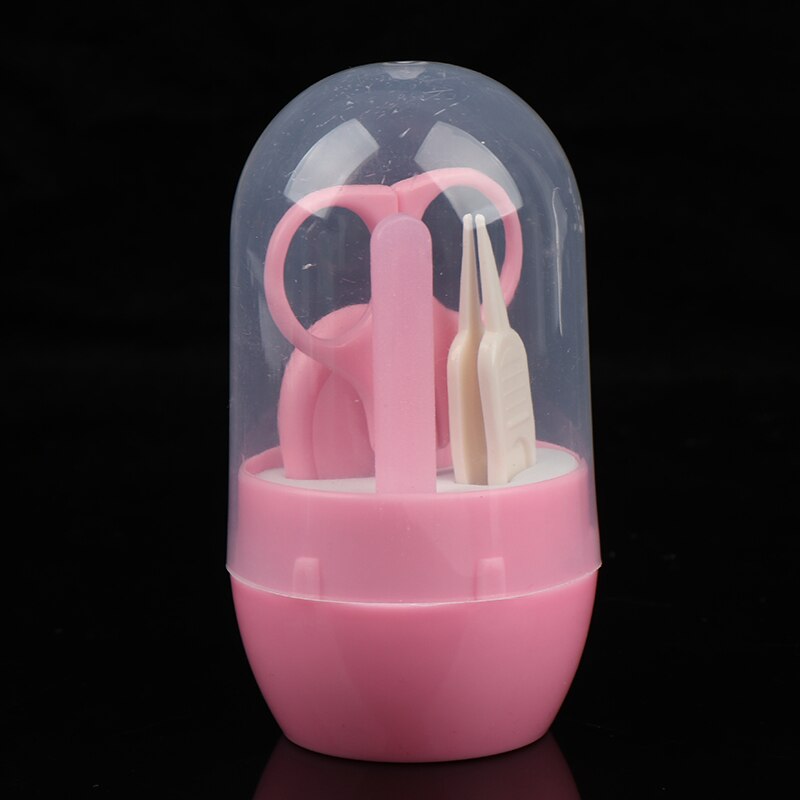 1 Set portátil Set de cuidado de uñas de bebé salud Kits recortador de dedos infantil tijeras de uñas Clippers de dibujos animados Animal caja de almacenamiento: Rosa
