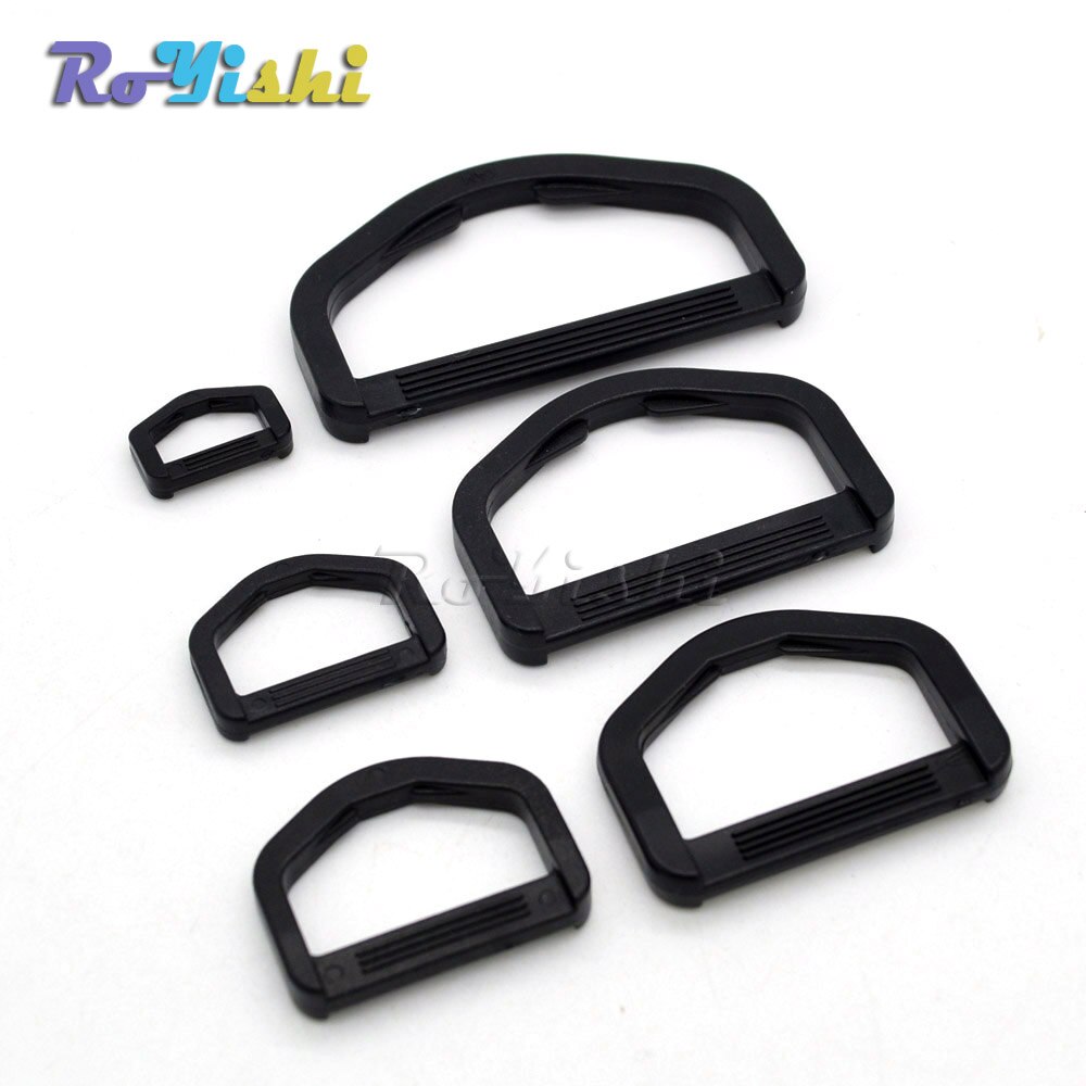10pcs/pack Plastic D-Ring Webbing Strapping Leather Bag Shirt Craft Black