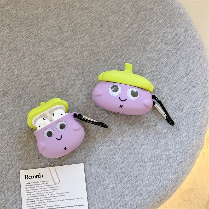 Leuke Cartoon Aubergine Pop Oortelefoon Hoesje Voor Apple Airpods Pro2 Case Voor Airpods 3 3e Generatie Airpod 2 1 Hoesje