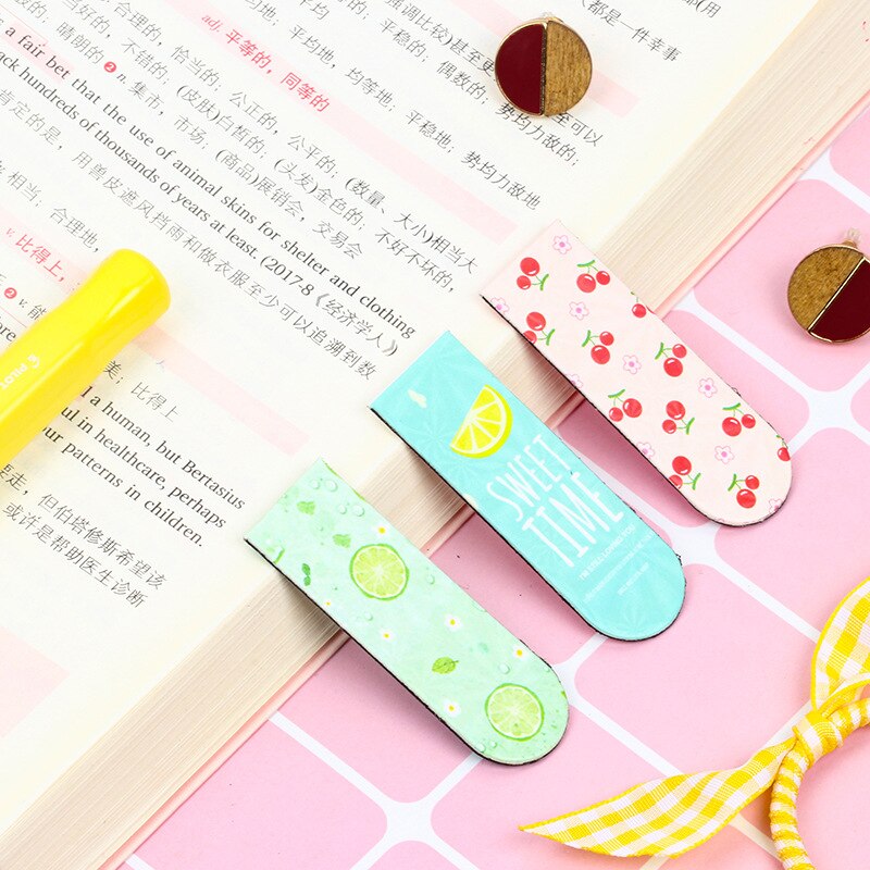 6PC Soft Magnetic Bookmark Fresh Fruit Cartoon Folder Student Boy Girl School Office Book Holder Cute Stationery