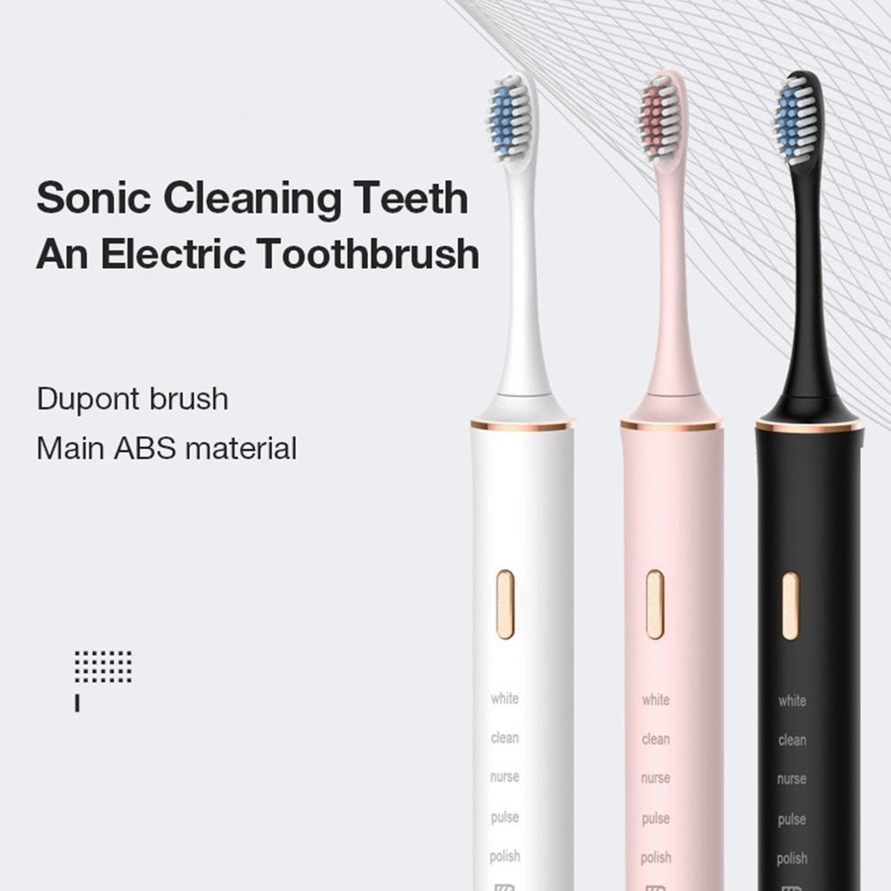 Electric Toothbrush Adult Timer Sonic Teeth Cleaning Brush 5 Mode USB Rechargeable Tooth Brushes With 4 Replacement Heads
