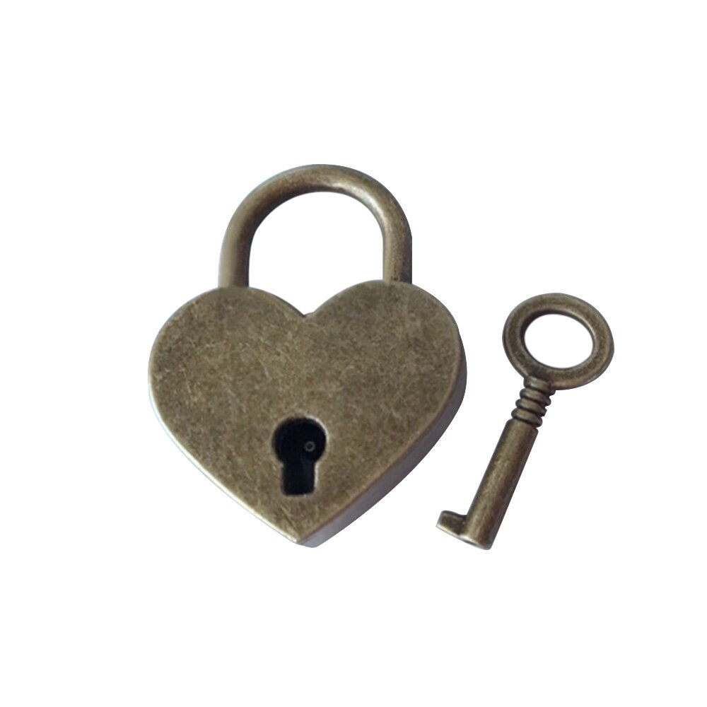 Mini Heart Shape Suitcase Luggage Case Locker Padlock & Key Security Home Appliance Luggage Locks Travel Accessories: bronze