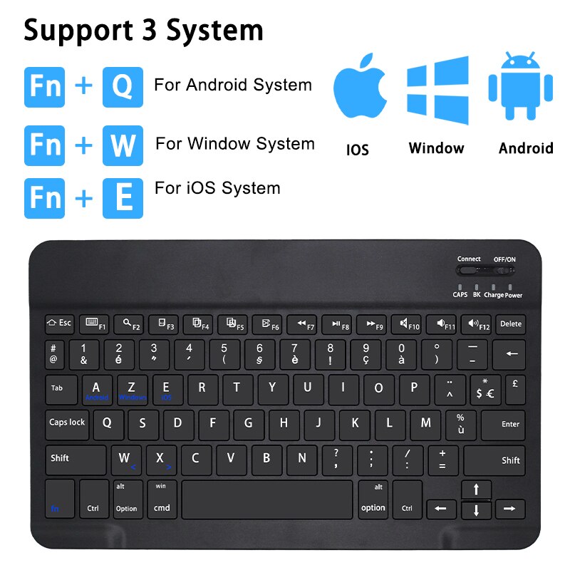 10 Inch Wireless Keyboard Bluetooth Keyboard Mouse Combos French Bluetooth Keyboard Rechargeable For ipad Phone Tablet Laptop