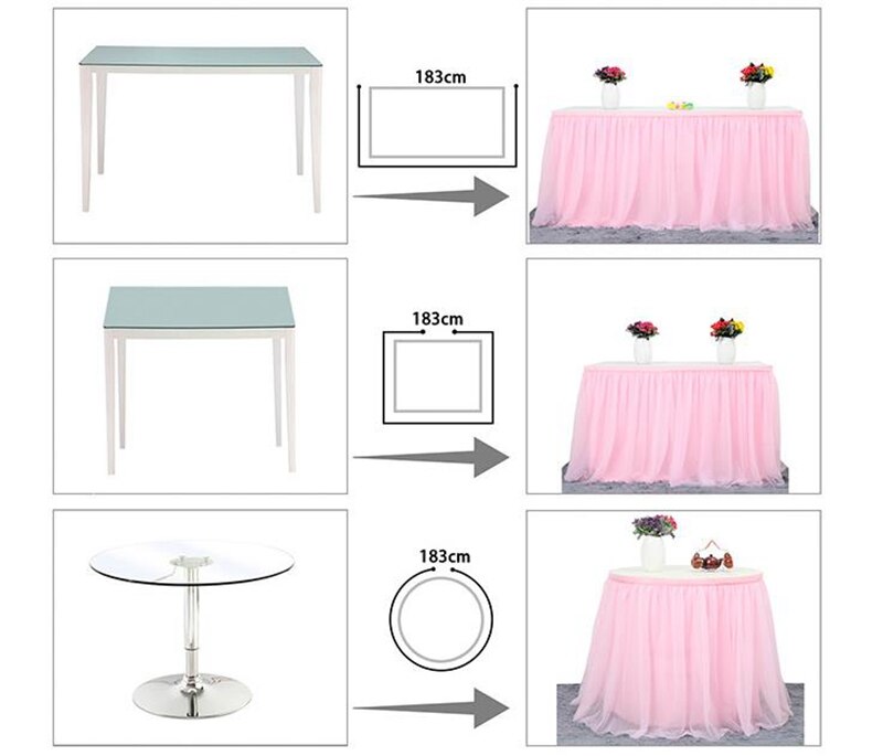 183x77cm Table Skirts Birthday Tulle Table Skirting Wedding Party Tutu Table Skirt Baby Shower Halloween Party Home Decor