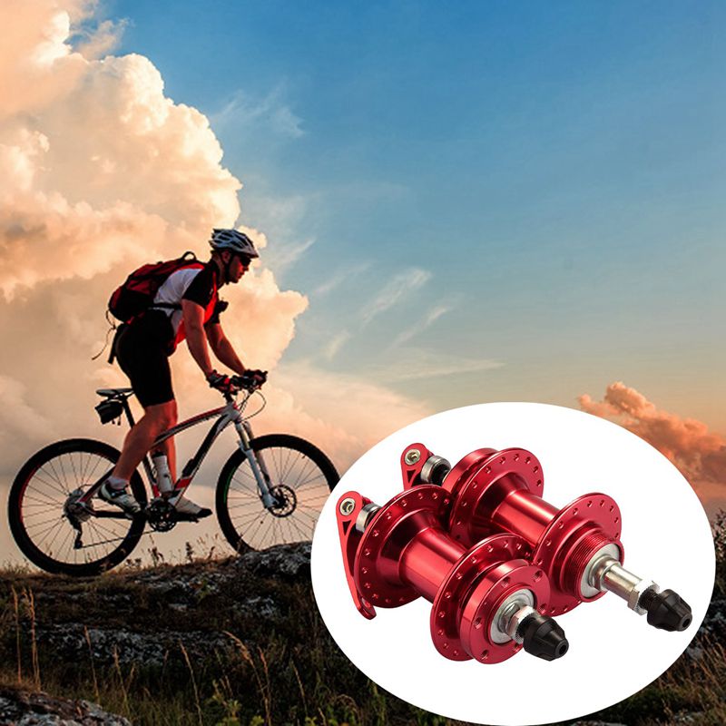 MTB Bike Disc Brake Rear & Front Hubs 36H holes Axle Casette Bearing Hub set Compatible with 5 / 6 / 7 / 8S rotary freewheel red