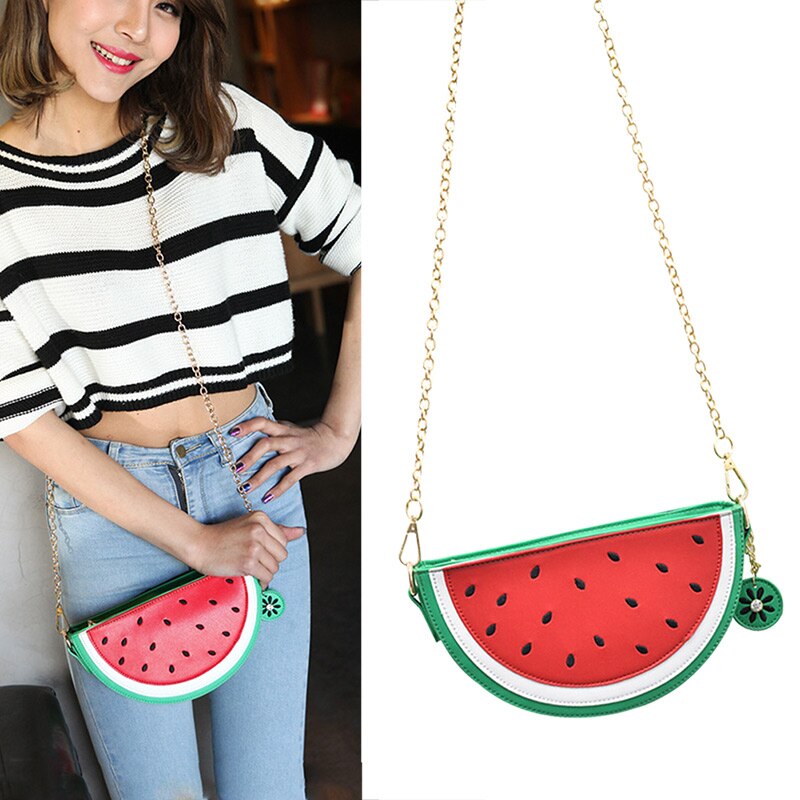 Pochette de soirée en forme Orange pastèque pour femmes, sacoche à chaîne de fruits, petits sacs à bandoulière pour femmes, B5, offre spéciale