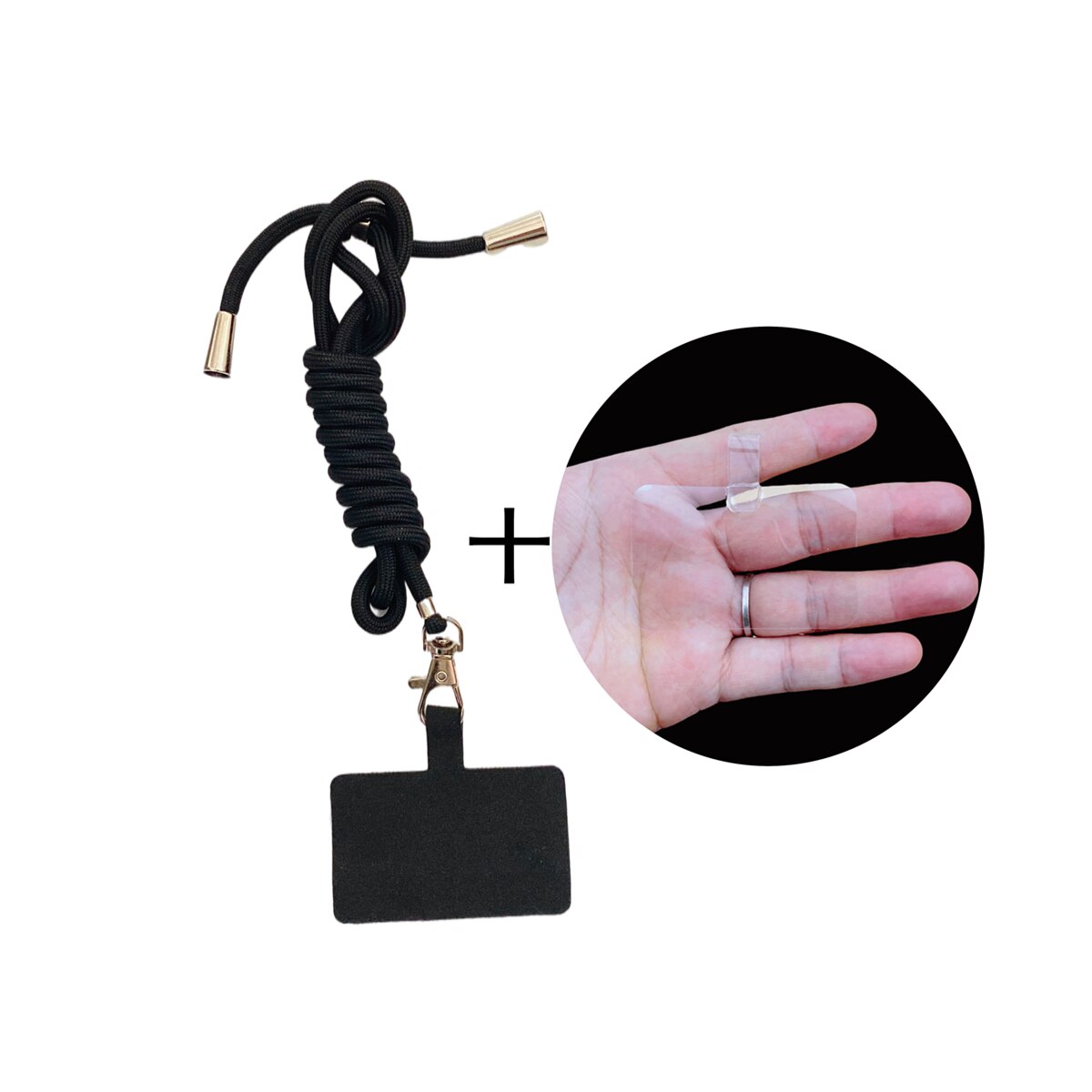 Odpinany regulowany smycz na telefon do telefonu komórkowego kobiety uniwersalny Patch Crossbody na szyję zatrzaskowy sznur do zawieszania: Black