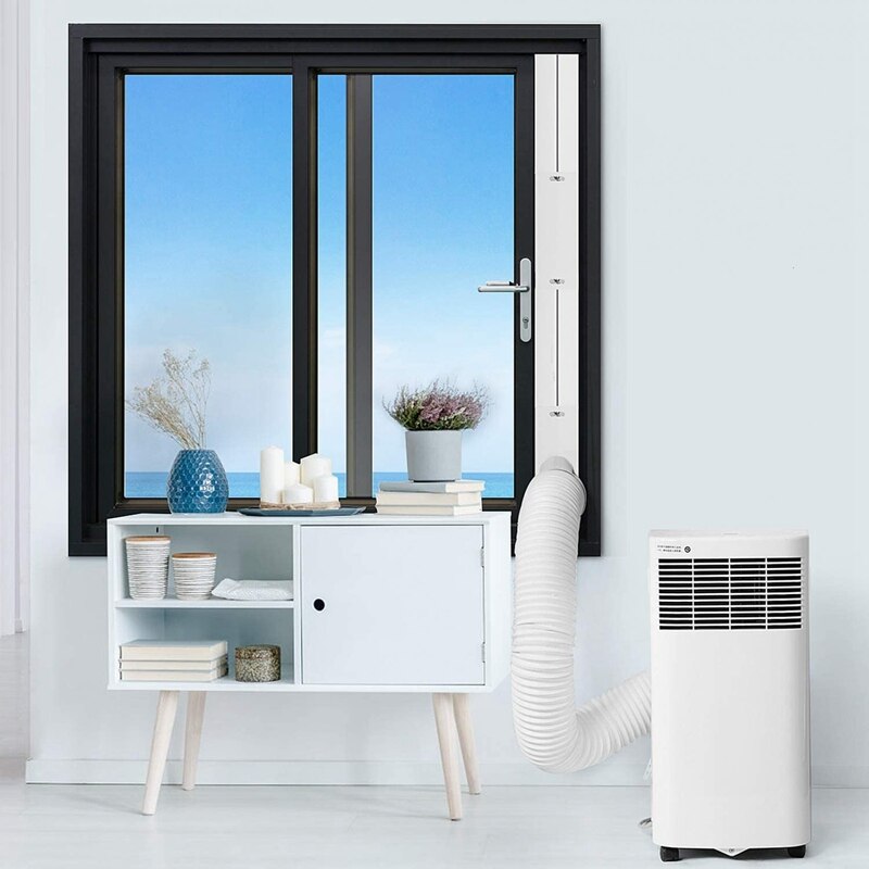 Kit de ventana de aire acondicionado con acoplador, sello de ventana ajustable para unidad de CA, Kit de ventilación de CA deslizante para manguera de escape