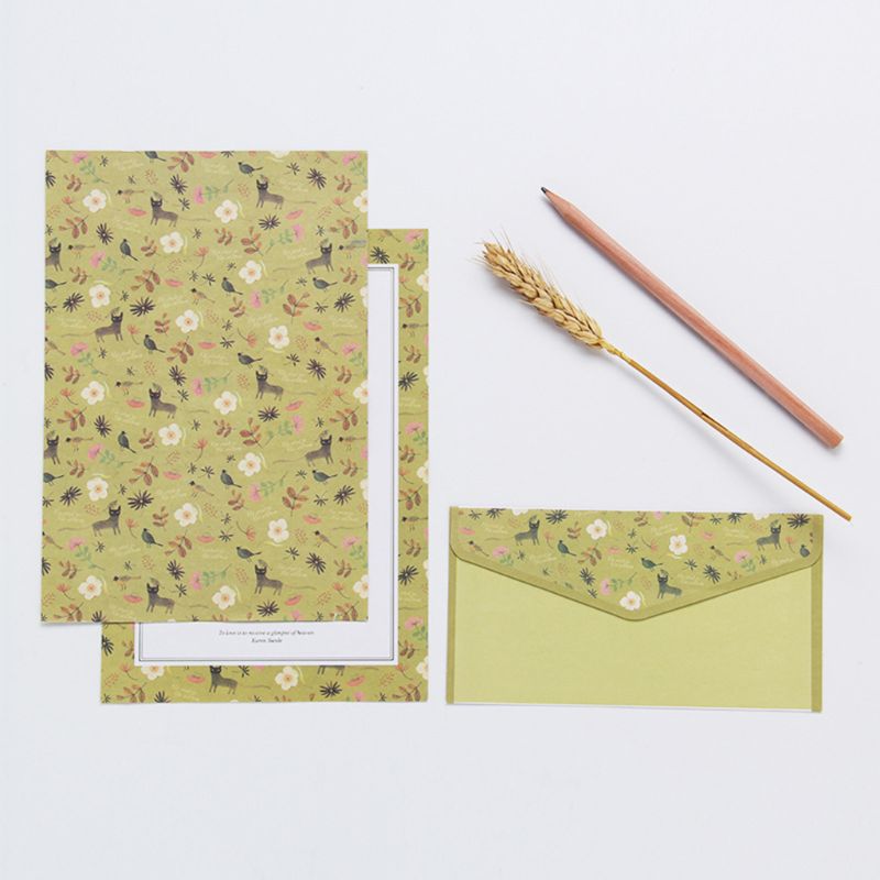 Mooie briefpapier envelop bloemig schattig cartoon set briefhoofd klein fris 831d