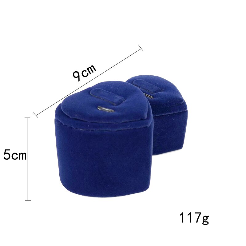 Velvet Jewelry Display Holder Blue Ring Necklace Bracelet Jewelry Organizer Storage Stand Engagement Jewelry Counter Showcase: Double Ring