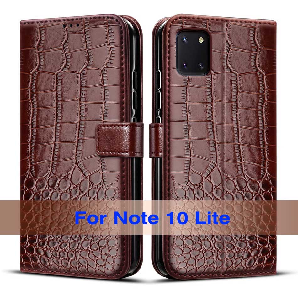 Case Voor Samsung Galaxy Note 10 Lite Cover Case Retro Leather Magnetic Wallet Case Voor Samsung Note 10 Lite Flip boek Cover: Deep Brown