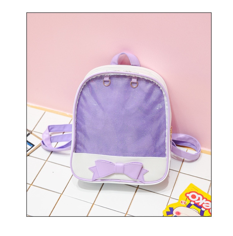 Mochila transparente para mujeres, bonitos bolsos con lazo para el colegio, minimochilas escolares negras para chicas adolescentes, recién llegadas, mochila
