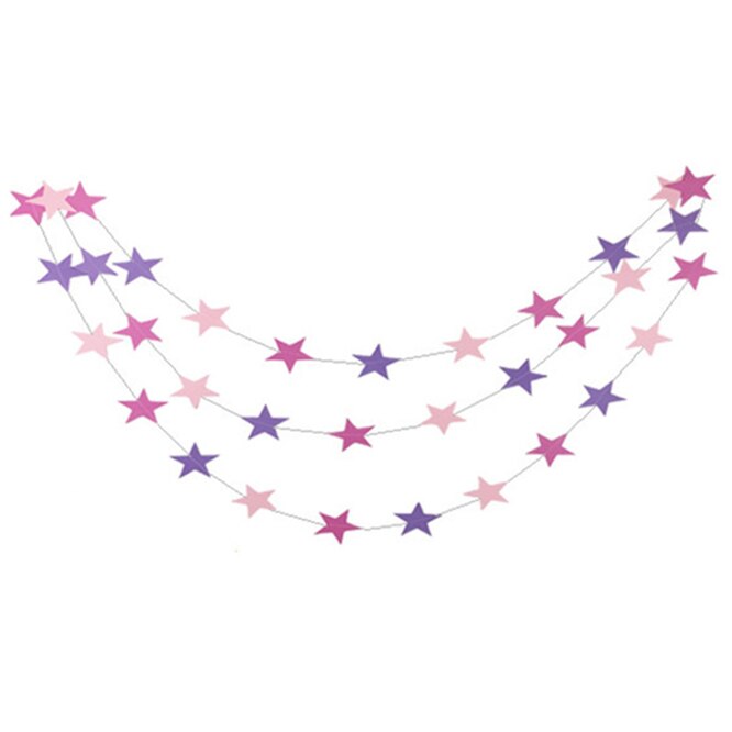 Guirlandes en forme d&#39;étoile de 4M, 2 pièces, banderole en papier doré, fournitures de décoration pour fête d&#39;anniversaire, mariage, fête prénatale: pink purple
