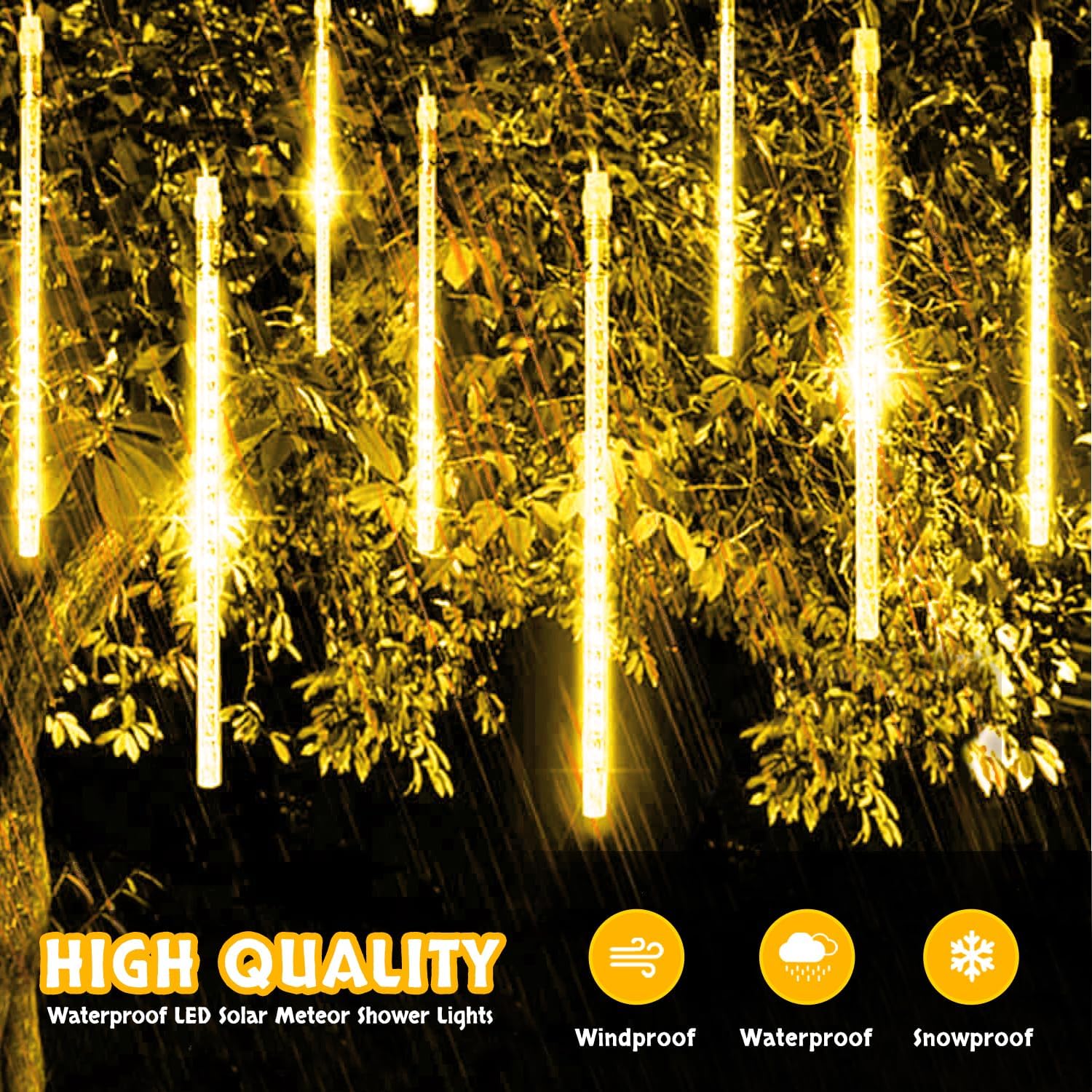 Luces de lluvia de meteoritos, cadena de luz LED impermeable, cielo estrellado, calle, Navidad, patio, jardín, decoración colgante de árbol